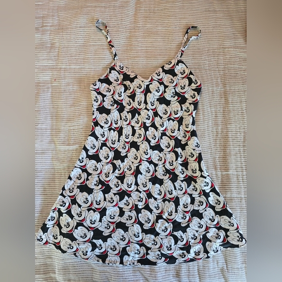 Vintage 90s Mickey Inc Disney 100% Silk Mini Slip Dress Size S Mickey Mouse - Picture 1 of 8
